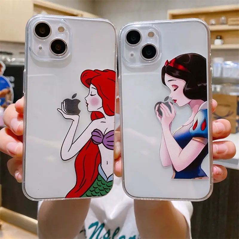 Disney Snow White Mermaid Phone Case For iPhone 16 15 14 13 12 11ProMax XS Max XR 78Plus MINI Y2K Girl Cute Anti Fall Back Cover