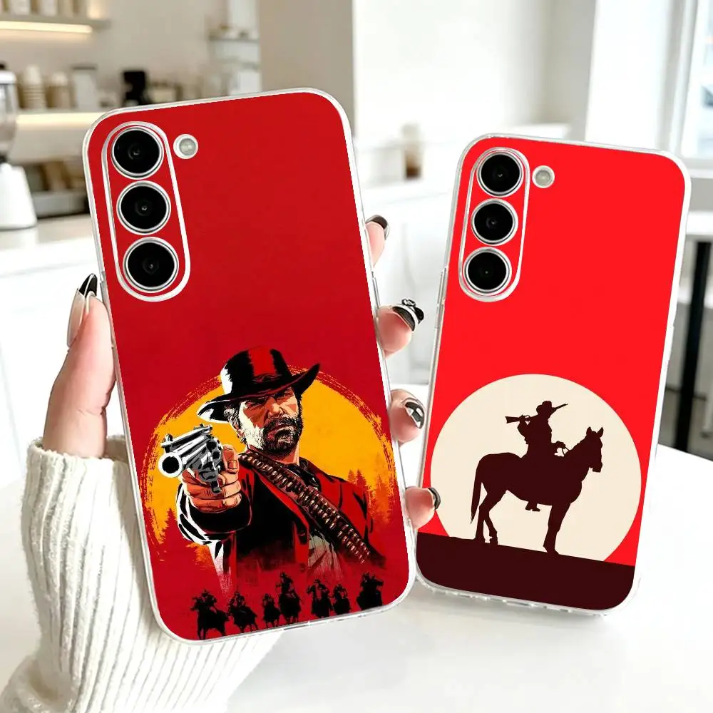 Coque de téléphone transparente pour Samsung A10,12,20,21S,30,31,40,50,51,52,70,71, rouge, D-Dead R-Redemption 2