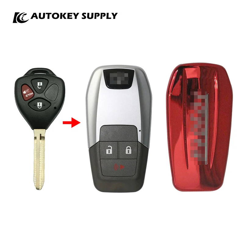 

ForToyota Modified Folding Key Shell 2+1 Buttons With Logo (Red) Autokeysupply AKTYF367