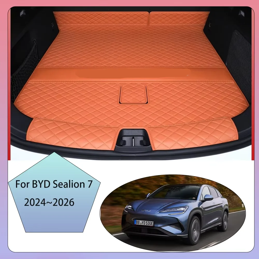 

For BYD Sealion 7 2024~2026 2025 Car leather Water Proof Boot Covers Scratch Prevention Trunk Mat Pad Tray Protector Accessories