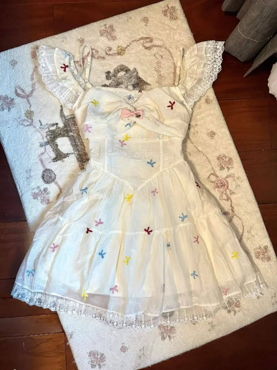 Summer Y2k Dresses Women Clothes Sweet Girl Cute White Korea Slim 2000s Lace Bow Short Dress Kawaii Harajuku Gothic Dress 2025