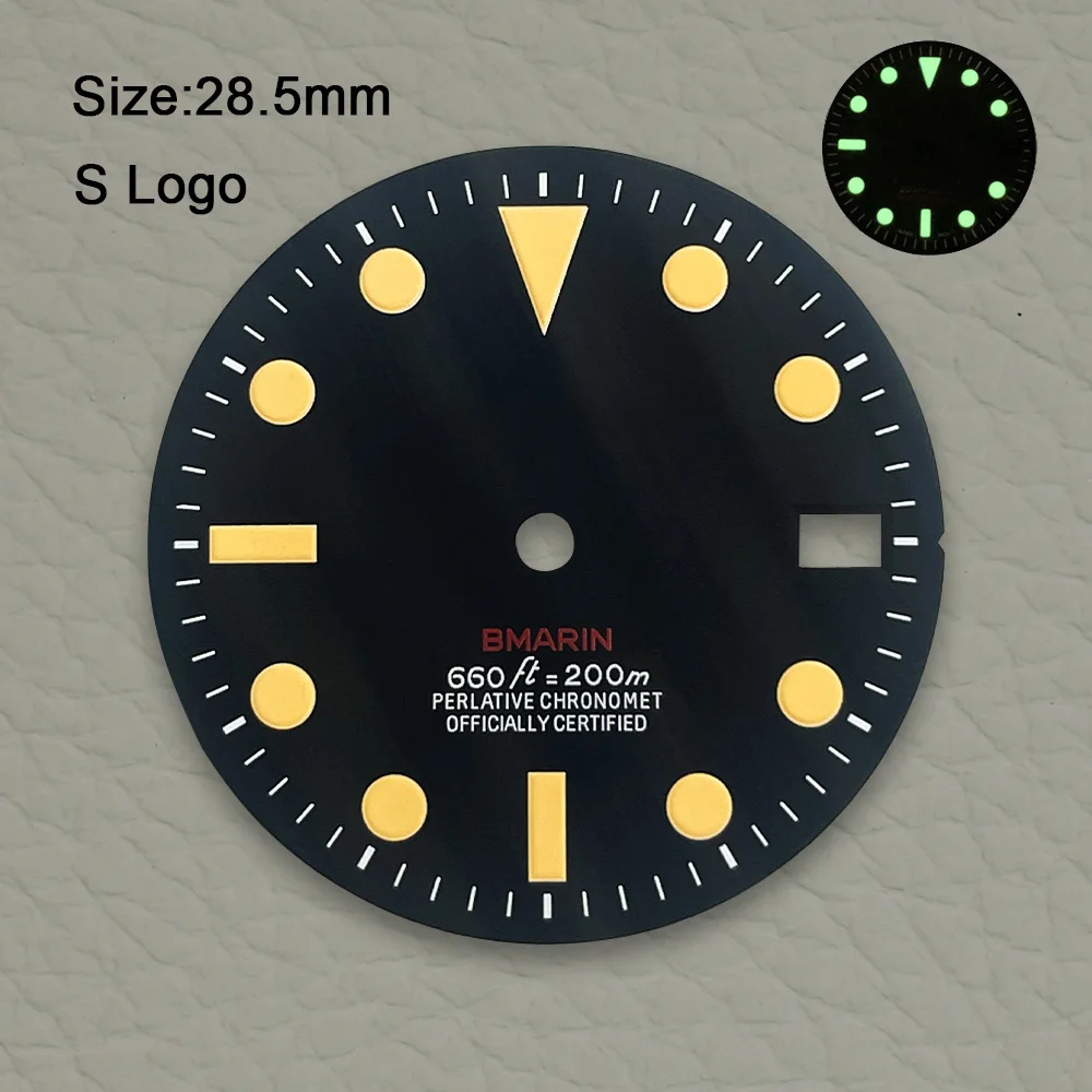 جديد 28.5 مللي متر S شعار ريترو الهاتفي صالح NH35/NH36/4R/7S الحركة اليابانية الأخضر مضيئة ساعة عالية الجودة تعديل الملحقات