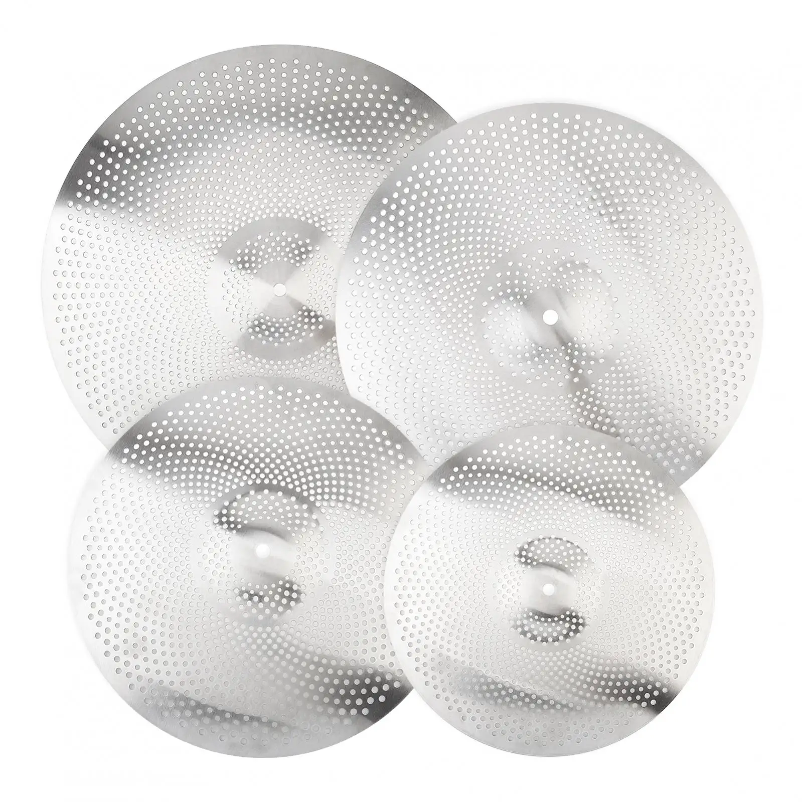 Low Volume Hihat Crash Ride Mute Cymbal for Drum Sets, 14 / 16 / 18 / 20inch Silver Drummer Practice Quiet Cymbal