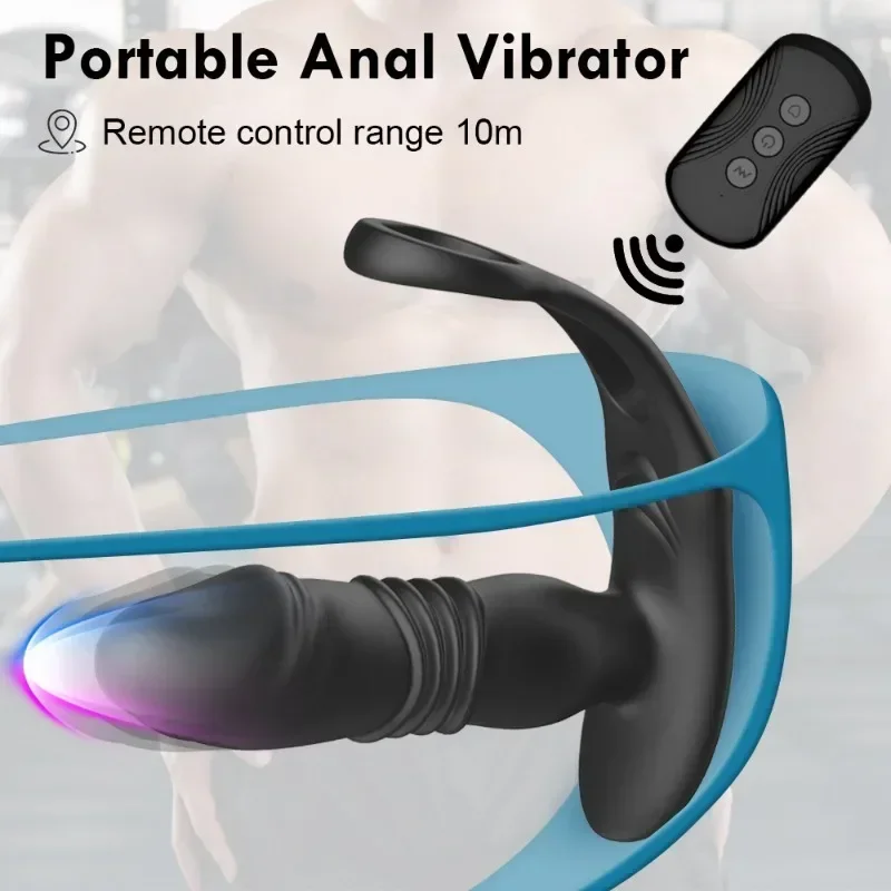 Male Thrusting Prostate Massager Bluetooth App Vibrator for Men Gay Anal Plug Wireless Remote Butt Plug Sex Toy for Couples