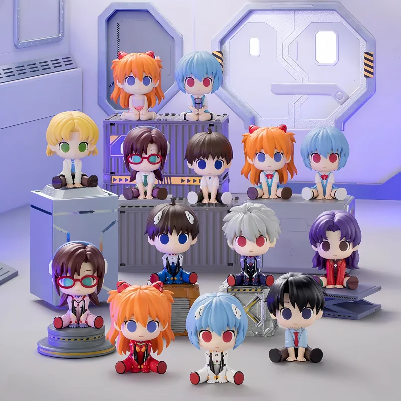 Caja Sorpresa de la Serie Chibi de Evangelion de Funism, Mini Figura Coleccionable, Adorno de Escritorio, Incluye Estuche de Exhibición, Regalo Oficial