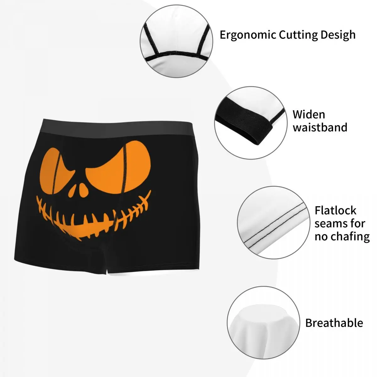 Custom Nightmare Before Christmas Jack Skullington Smile Men Underwear Halloween Movie Briefs Stretch Shorts Panties Underpants