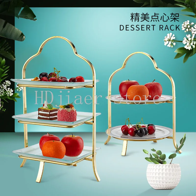 

European three-layer afternoon tea snack rack, wine party dessert stand, display rack, buffet, cold meal, tea break