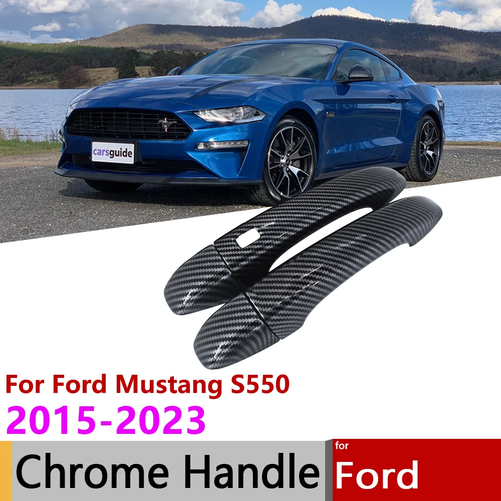 

Для Ford Mustang S550 MK6 2015 ~ 2023 Умная дверная ручка из углеродного волокна, набор накладок, защитные наклейки, внешние автомобильные аксессуары