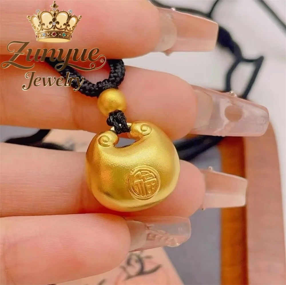 Peace Lock Pendant, Sand Gold Jewelry, Ancient - Style Small Gold Fat Lucky Bag Necklace Fashion Jewelry Exquisite Charms Elegan