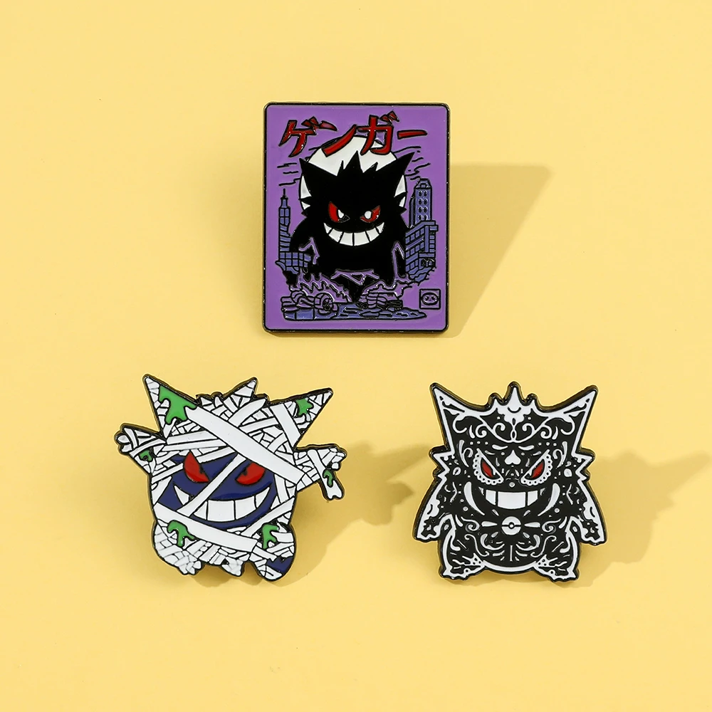 5 Pcs Creative Bandage Pikachu Brooch Set Personalize Gengar Enamel Pins Backpack Clothes Jewelry Metal Emblem Accessories Gift