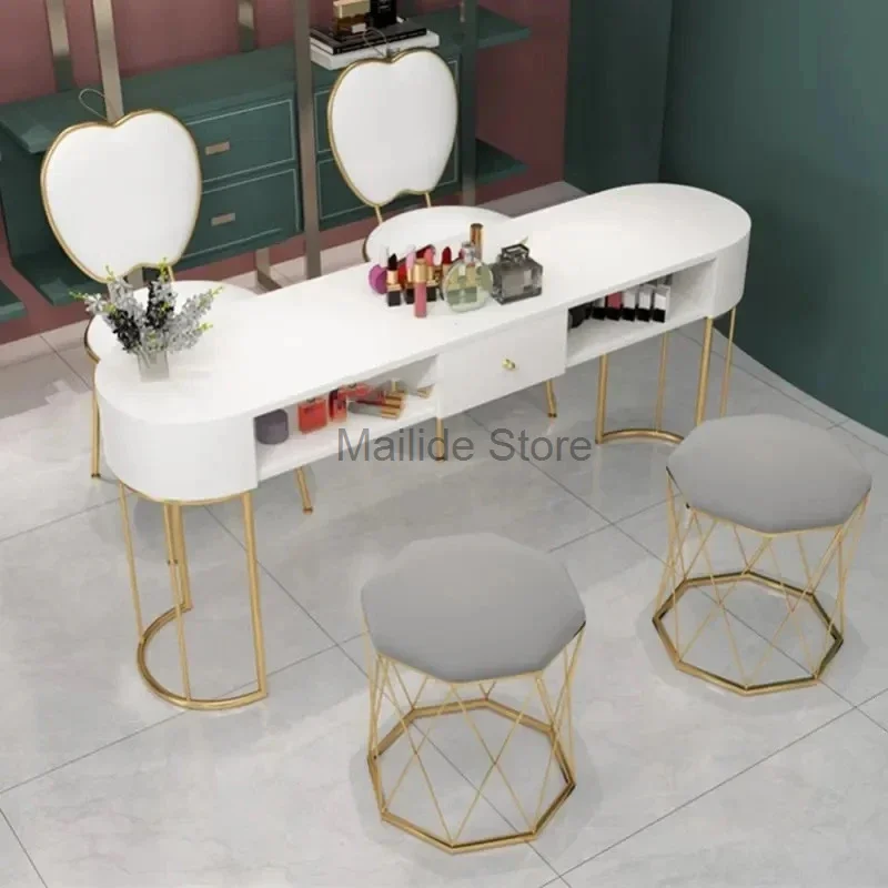 

Nordic Wrought Iron Nail Tables For Commercial Furniture Manicure Table Creative Light Luxury Economical Upscale Mesa Manicura