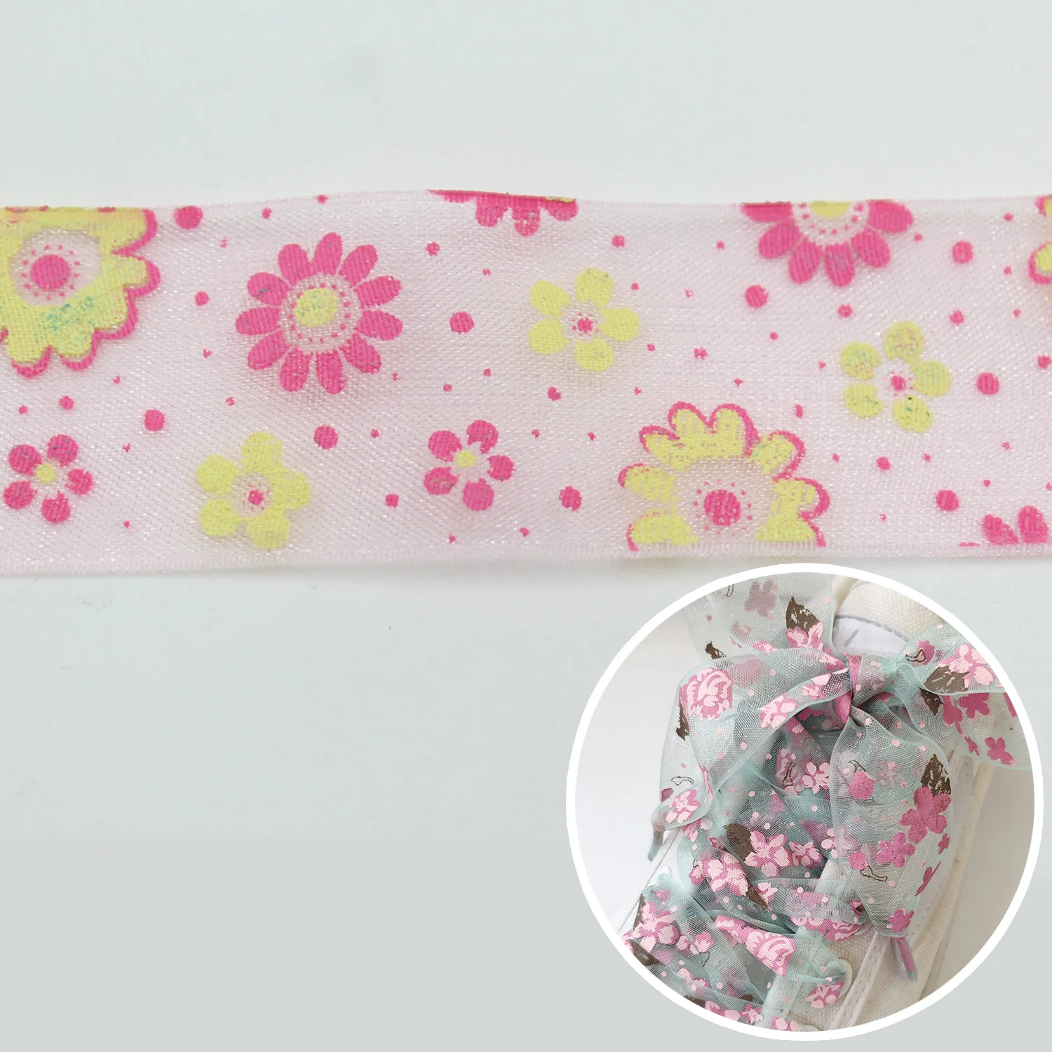 1Pair Snow Yarn Shoe Strings Women Printing Shoelaces Flat Ultra-thin Transparent  Sneakers Sport Shoes Laces Shoe Accessories image 6