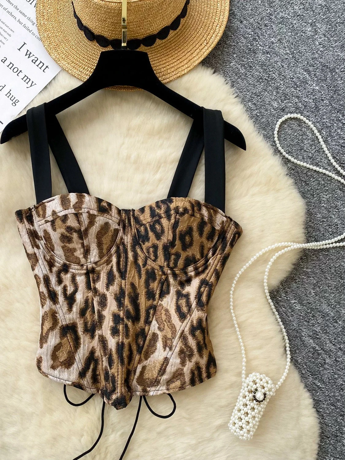 

Sexy hot girl leopard print jacquard corset, elegant high-end fashion simple corset, vintage rave party wear