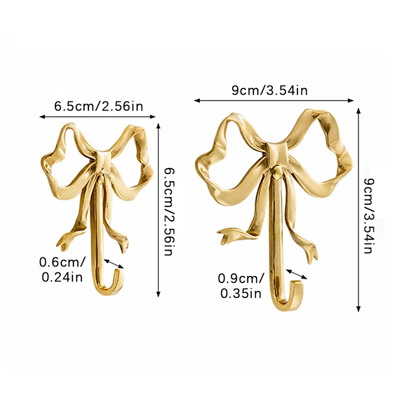 Nordic Retro Clothes Hook Coat Hook Bedroom Porch Bathroom Decoration Luxury Solid Brass Bow Shape Wall Hook