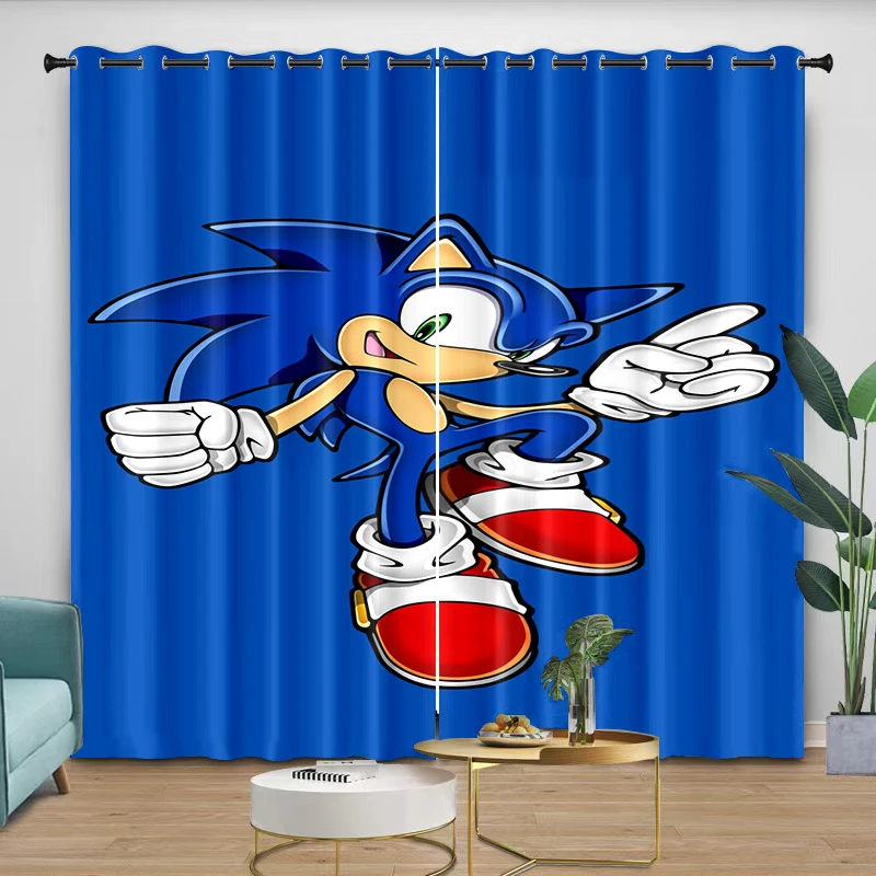Curtains sonic Cartoon Protect from light Thread the rod through suitable for bedrooms and living rooms, comfortable beautiful view 2