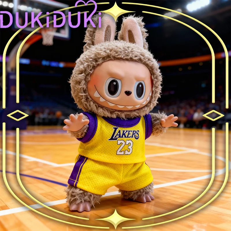 Roupas quentes de 17cm para labubu esportes número 8 23 24 conjunto de camisa de basquete para labubu moda mini boneca de pelúcia acessórios presentes