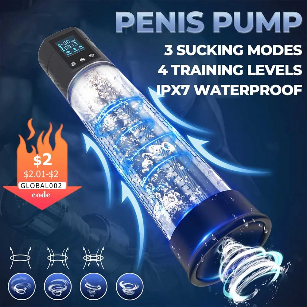 Automatic Penis Pump Penis Enlarger IPX7 Waterproof Vacuum Pump 5 Suction Male Masturbator Sex Toys for Men Bigger