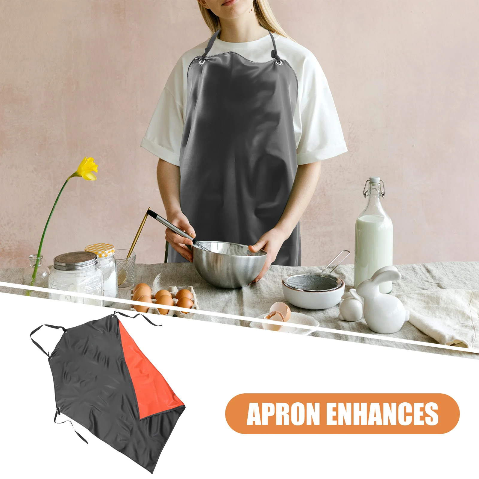 

Thick PVC Waterproof Apron for Kitchen Restaurant Industrial Use Heavy Duty Work Apron Dishwashing Cleaning Baking Gardening Dog