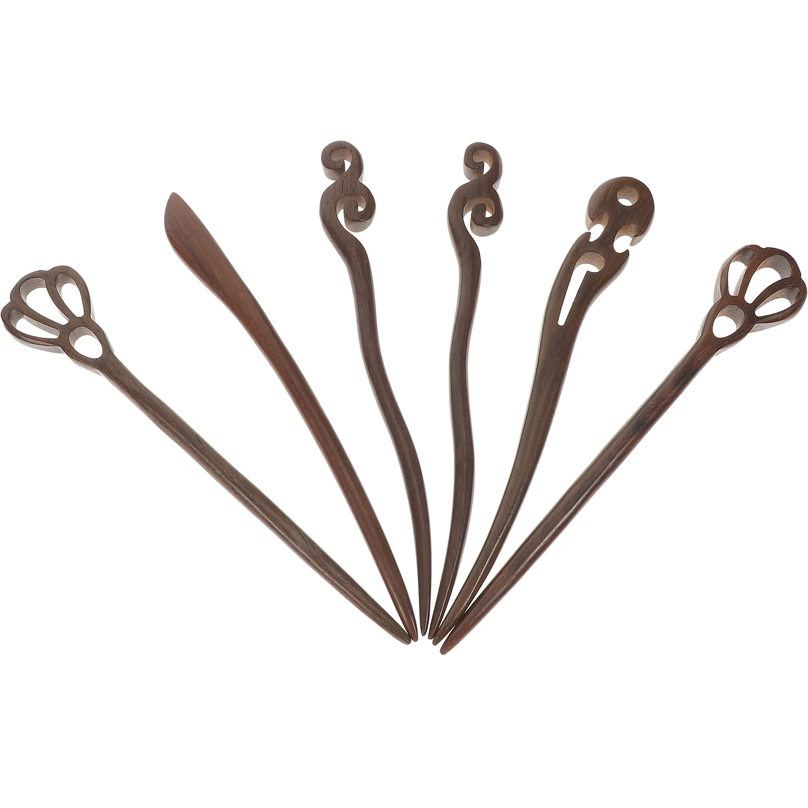 

6 Pcs Hairpins Ebony Handmade Durable Retro Design Wedding Wooden Hairpins Party Accessories Hair Styling Tools