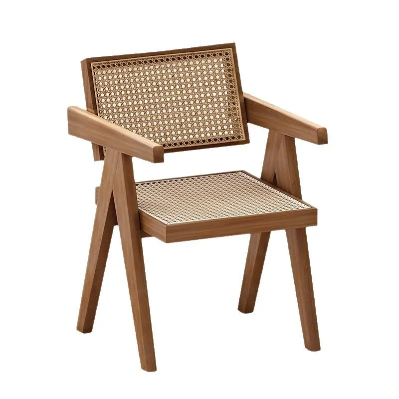 

Armrest rattan chair coffee shop simple modern casual solid wood dining