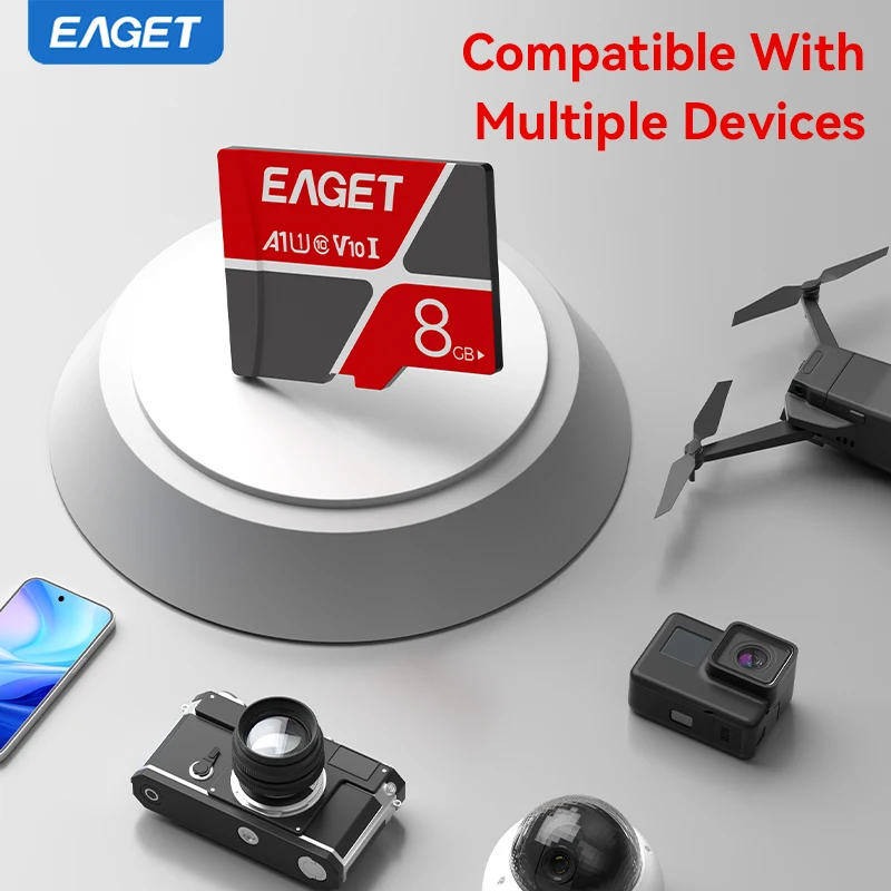 EAGET TF 메모리 카드 8GB 16GB 32GB 64GB U1 클래스 10 V10 속도 대시캠 보안 카메라 FHD 비디오 레코더용