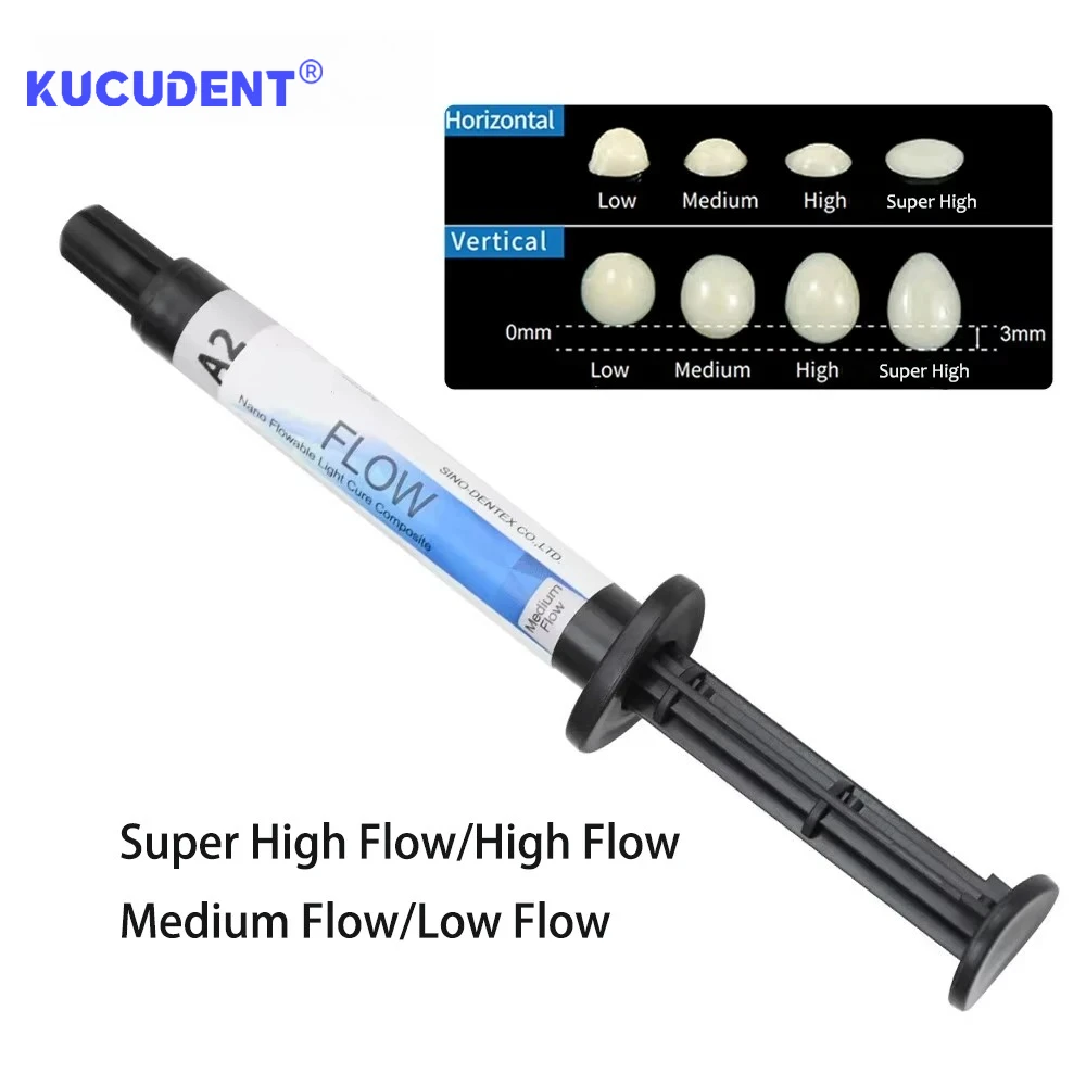 3g/Syringe Light Cure Flowable Resin - DENTEX Composite A2/A3 Shade for Dental Cavity Filling & Tooth Restoration