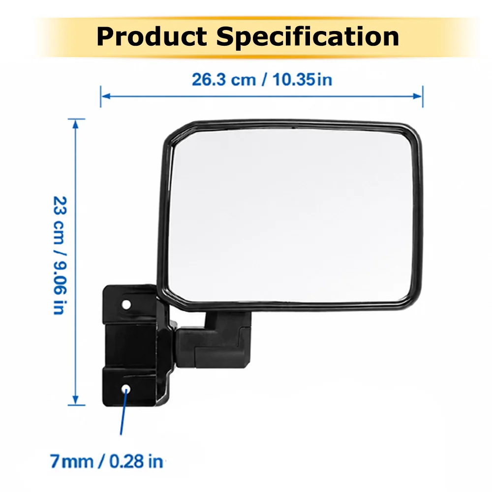 2Pcs Car Side Door Wing Rear View Mirror Left Right Rearview Mirror For Toyota Land Cruiser 70 75 Series 78 Series Troop Carrier