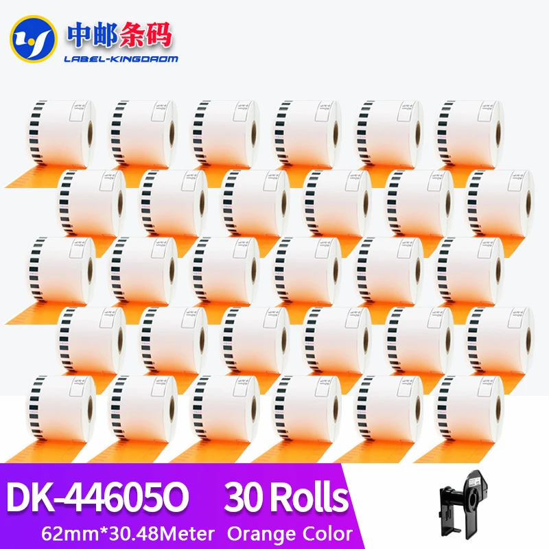 30 Rolls Orange Color Brother Generic DK-44605 Label Continuous Compatible for QL-570/580/700/710/720NW Label Printer DK-4605