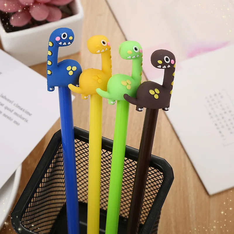 24 Pcs Creative Dinosaur Gel Pens Set for Students and Kids, with Long Neck and Cute Cartoon Office Supplies Writing Tools