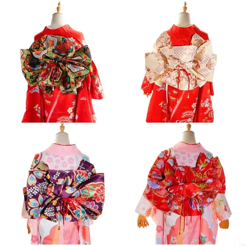 

270D Triple Bowknot Kimono Belt Adjustable Waist Sash Soft Textile Craftsmanship Strap For Ceremonial Occasion