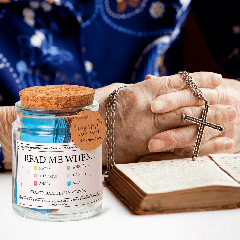 Christian Cards Jar Colorful Bible Verses Jar Handmade Christian Colorful Bible Jar Glass Best Wishes Note For Reading Christmas