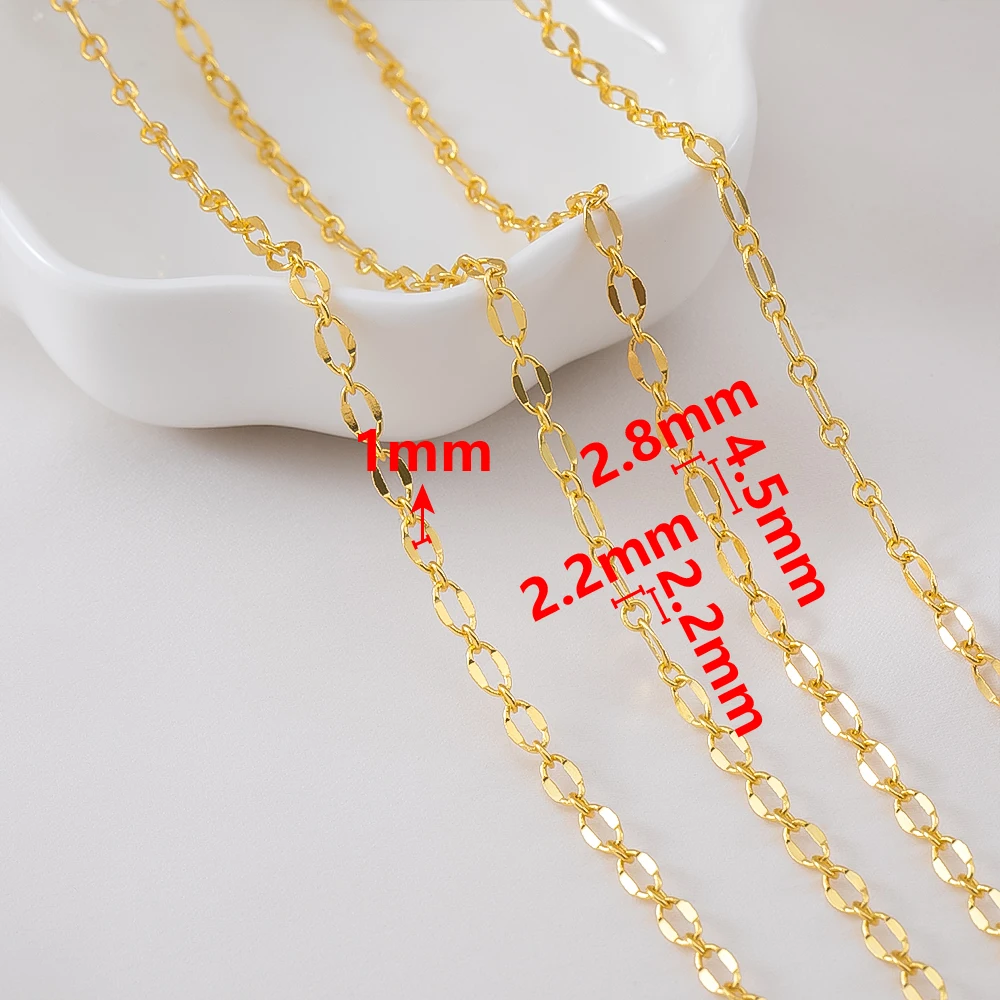 1Meter Copper Chain Gold flat oval spherical filled cable chain For Jewelry Making Supplies Necklace Findings Crafts Wholesale - view 6