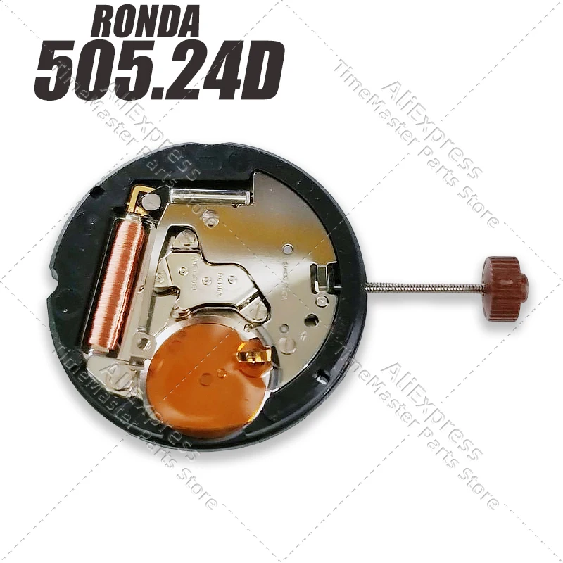 Ronda 505.24D movimiento de cuarzo 3 manecillas 24 horas disco fecha reloj piezas de reparación Accesorios