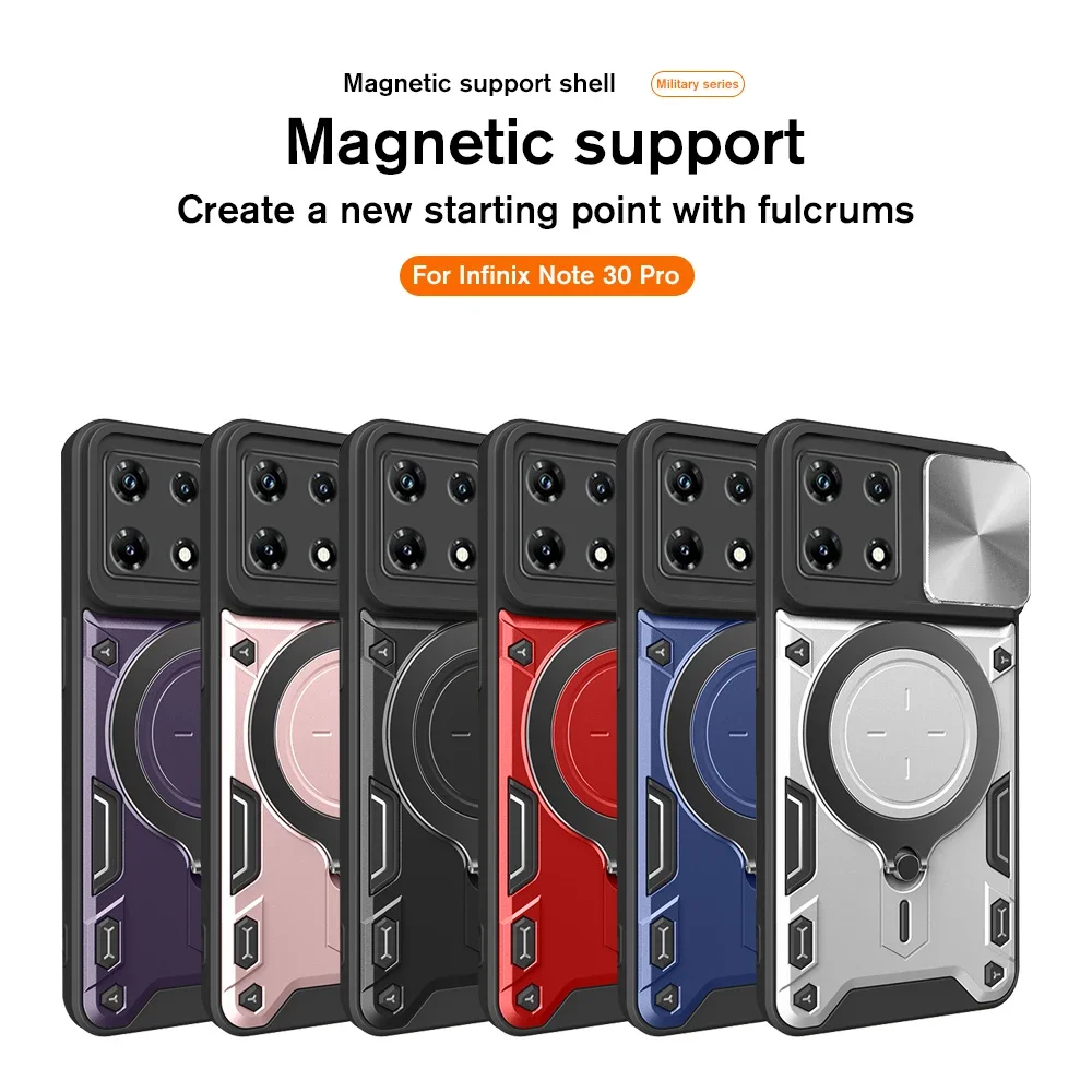 For Infinix Note 30 Pro 4G Case Magnetic Holder Ring Protect Fundas For Infini Note30 5G Slide Lens Shockproof Armor Case