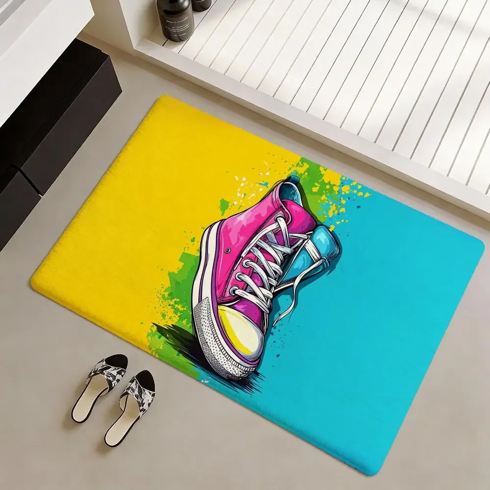 Trendy shoes Floor Mat Soft Flannel Non-Slip Door Mat - Thickened Rug for Living Room Home Decor