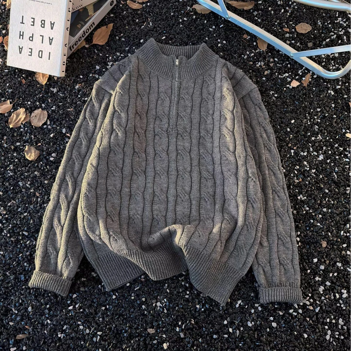 

Свободный вязаный свитер для мужчин с молнией, повседневный ленивый слэ, осень-зима, Новое поступление, основа из полиэфирного волокна irt