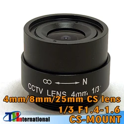 Lente CS de 4mm, 8mm y 25mm para CCTV, lente de TV F1.2 de 1/3 pulgadas, Iris fijo, megapíxeles, HD, IR, infrarrojo, montaje CS para cámaras CCD