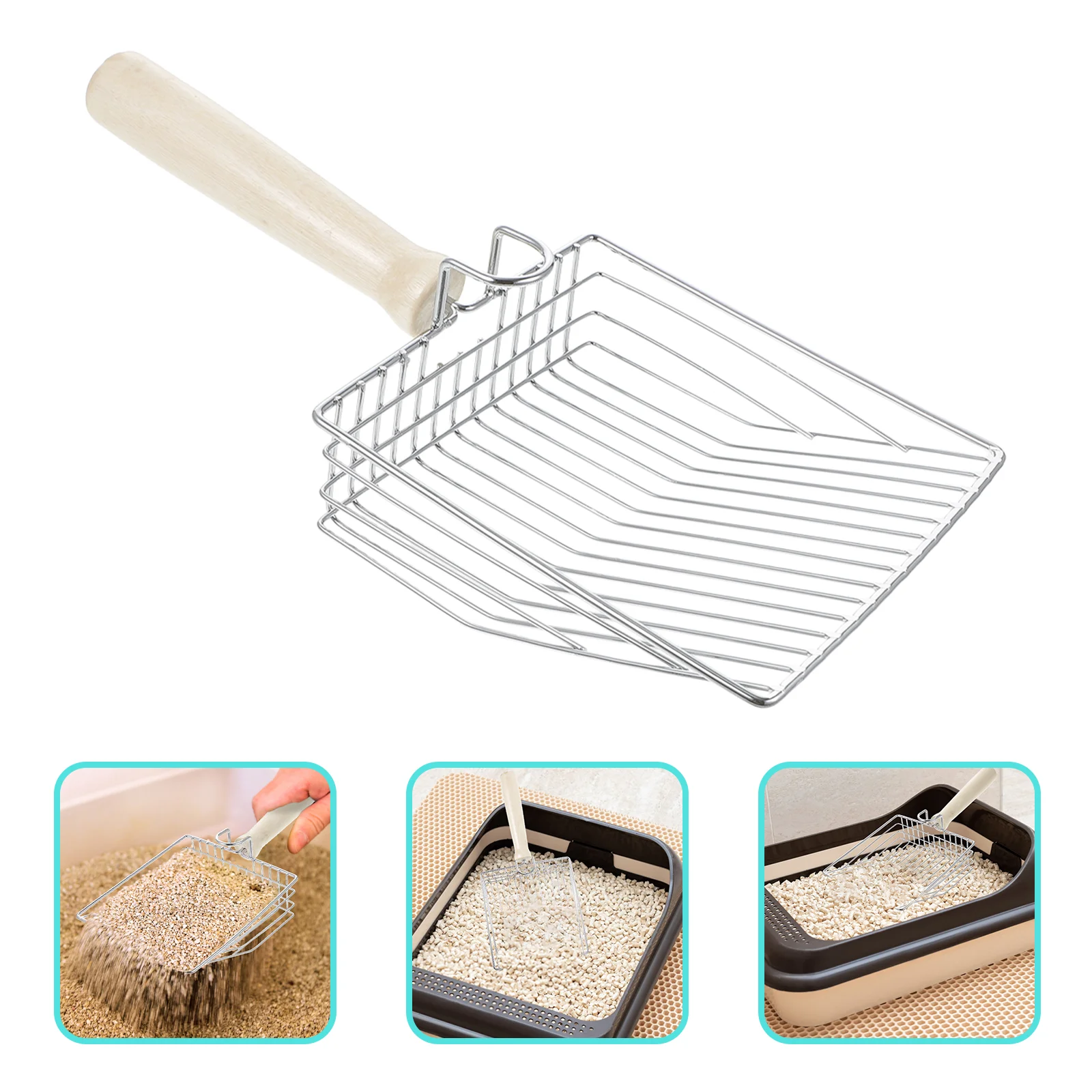 Cat Litter Metal Scoop Cleanser Kitten Pet Cleaner Scooper Wood Aluminum Alloy Sand