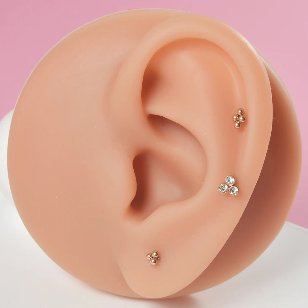 Aço cirúrgico Rose Gold Cor Labret Lip Stud, CZ Cluster, Cartilagem da orelha, Tragus Helix, Daith Piercing, Jóia do corpo, 16g, 1Pc