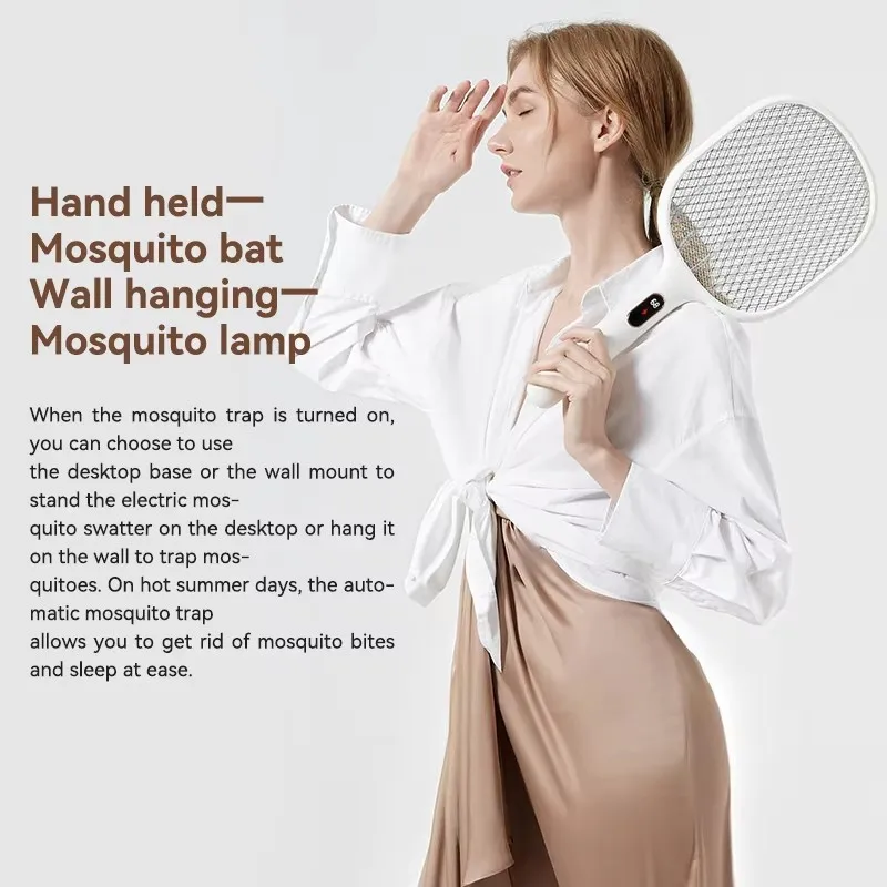 Qualitell Electric Mosquito Swatter S1 with LED Power Display, 15° Tilt Bug Zapper Rechargeable 2000mAh