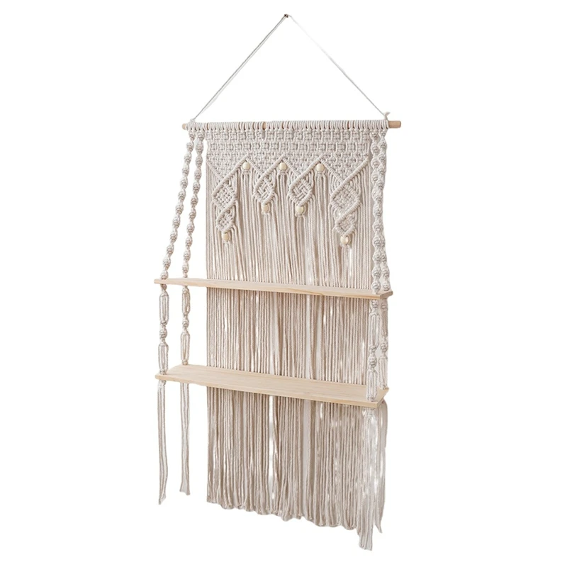 

Promotion! Wall Hanging Shelves Macrame Boho Floating Plant Photos Storage Rack Wood Shelf For Bedroom Living Room Bathroom