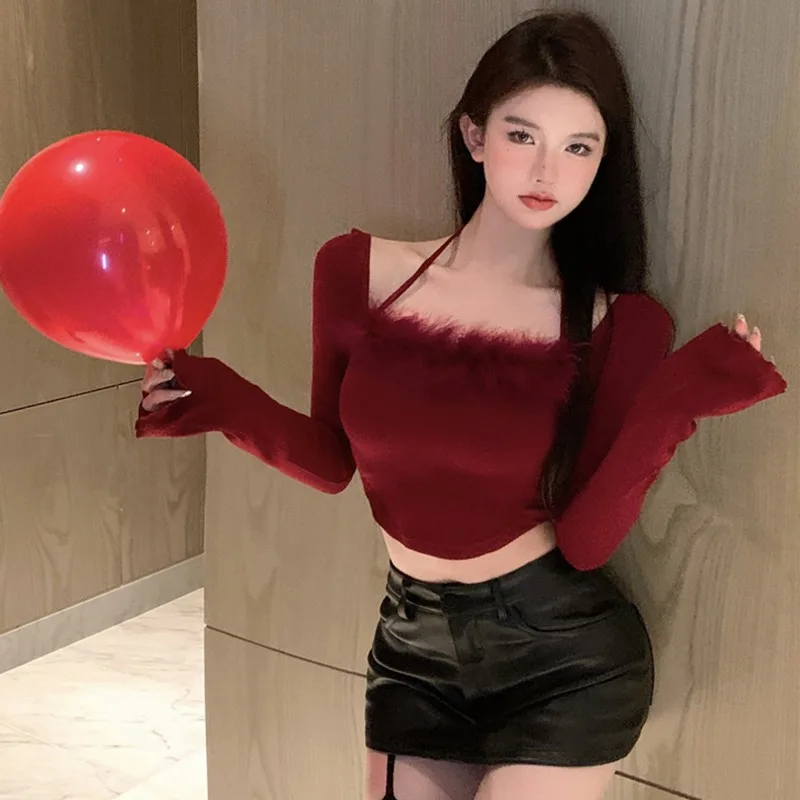 Women\'s Sweater Irregular Expose Navel Knitted Spring Woman clothes tops woman 2024 korean reviews many clothes