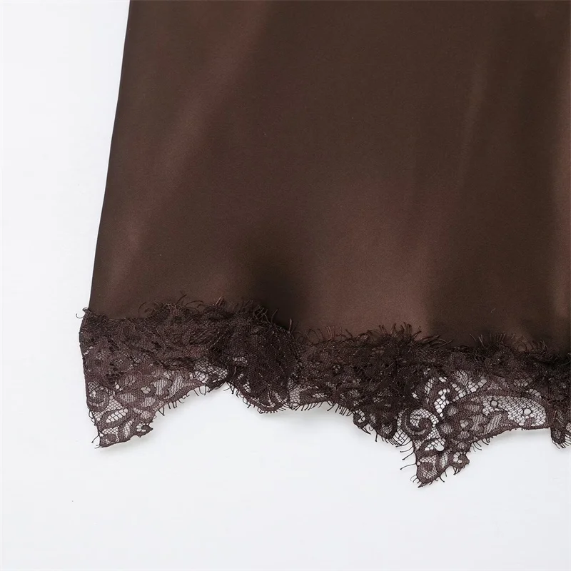 2026 Primavera Nova Chegada Estilo Francês Sexy Lace Trim Cami Dress - Disponível em 2 Cores