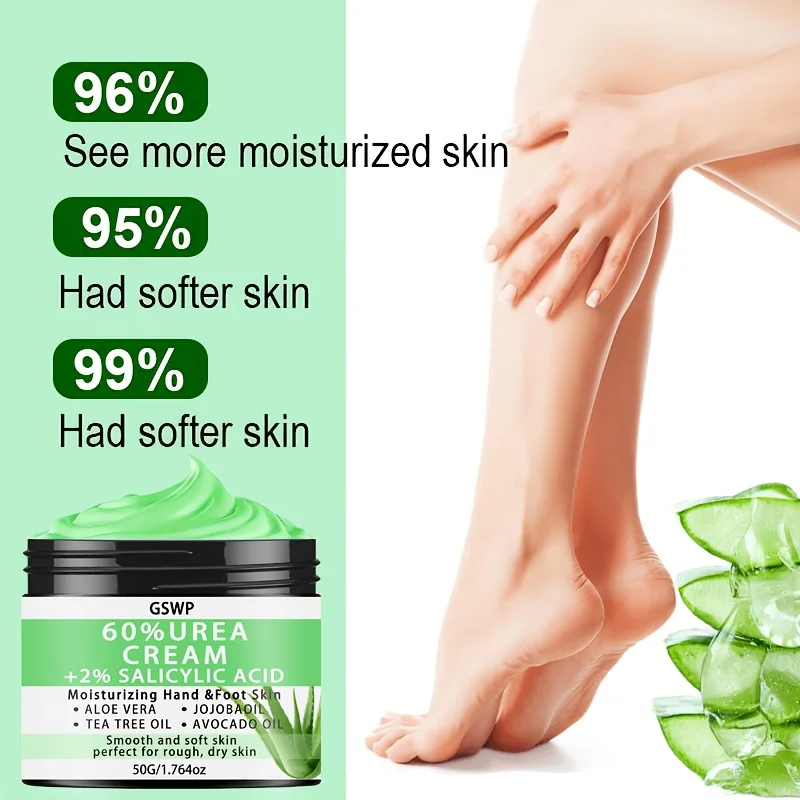 GSWP 60% Urea Hand and Foot Cream with Salicylic Acid, Jojoba Oil, Tea Tree Oil, and Avocado Oil. 50g/100g