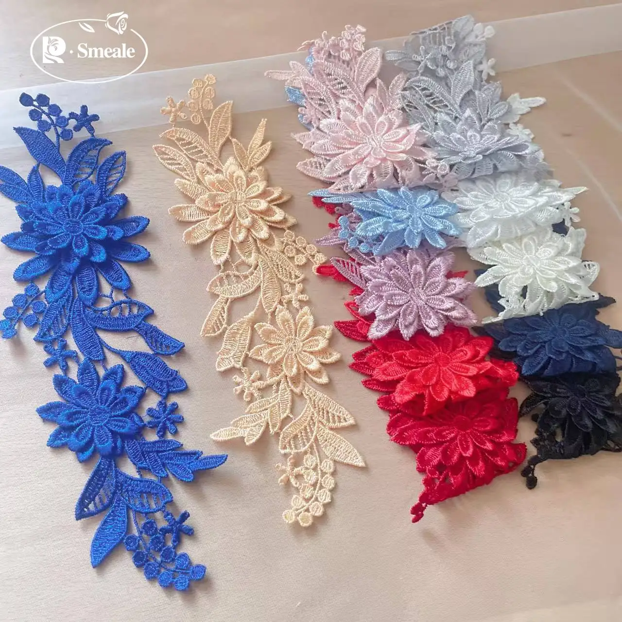10 części/partia rozpuszczalny wykwintny koronkowy kwiat DIY Bridaltiara buty ślubne materiały do ​​dekoracji sukni ślubnej RS803-2 — zdjęcie 3
