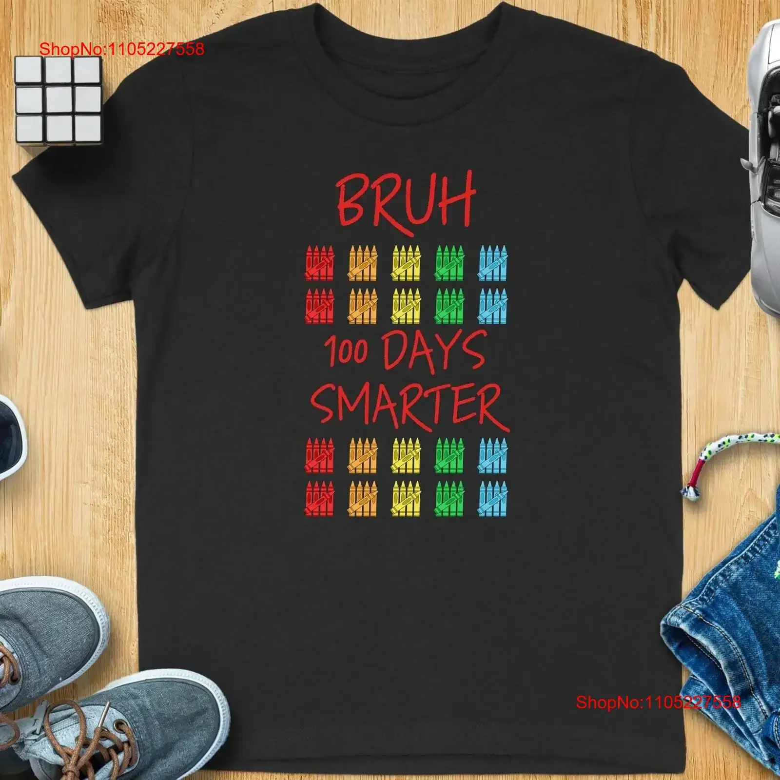 Bruh 100 Days Smarter T Shirt Fun School Celebration Colorful Crayon Design Perfect for Kids Classroom Milestone of vintage