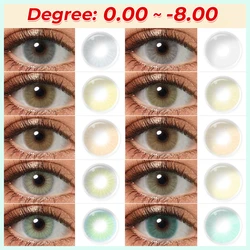 Lentes de contacto de colores con grado de potencia, graduadas con dioptrías, Color Natural, 1 par de lentes para pupilas de belleza, 0 ~-8,00