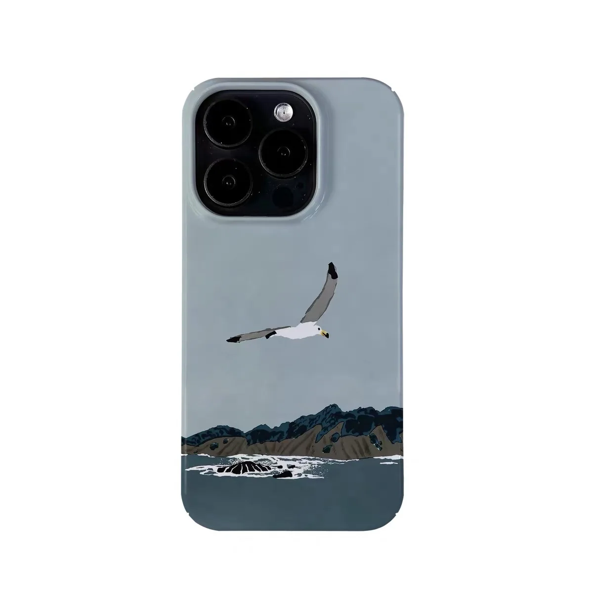 

Чехол для телефона Ins Korean Blue Island Seagull Art для IPHONE 17Air 16E 15PROMAX 14Plus 13 12MINI 11PRO 16Plus XR, акриловый чехол для телефона