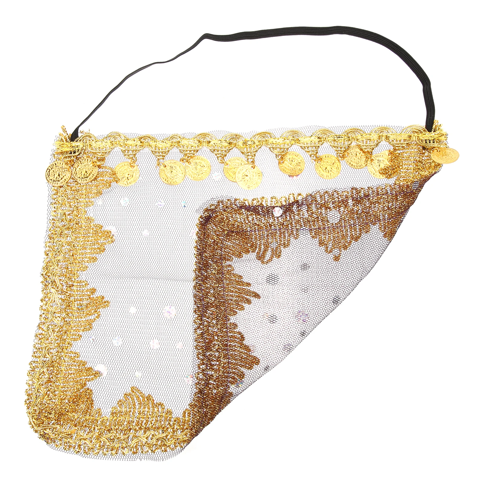 

Polyester Belly Veil for Women Sequins Cosplay Halloween Costume Prop Stage Performance Accessory Charm