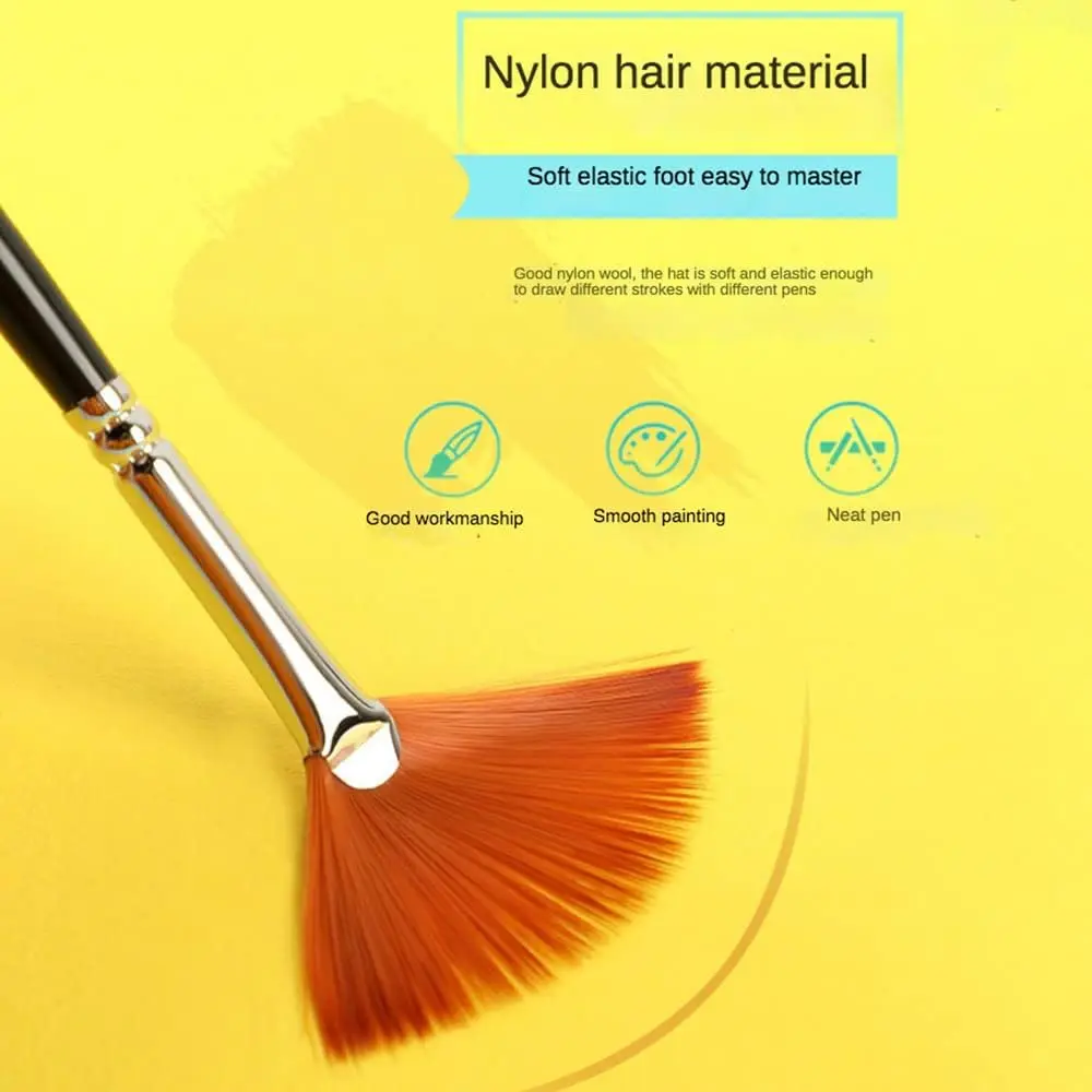 12 pcs detail Paint Brushes Wood Black Stem for Beginner Gouache Watercolor Acrylic Oil Painting Brush Set Nylon Hair Art Tool